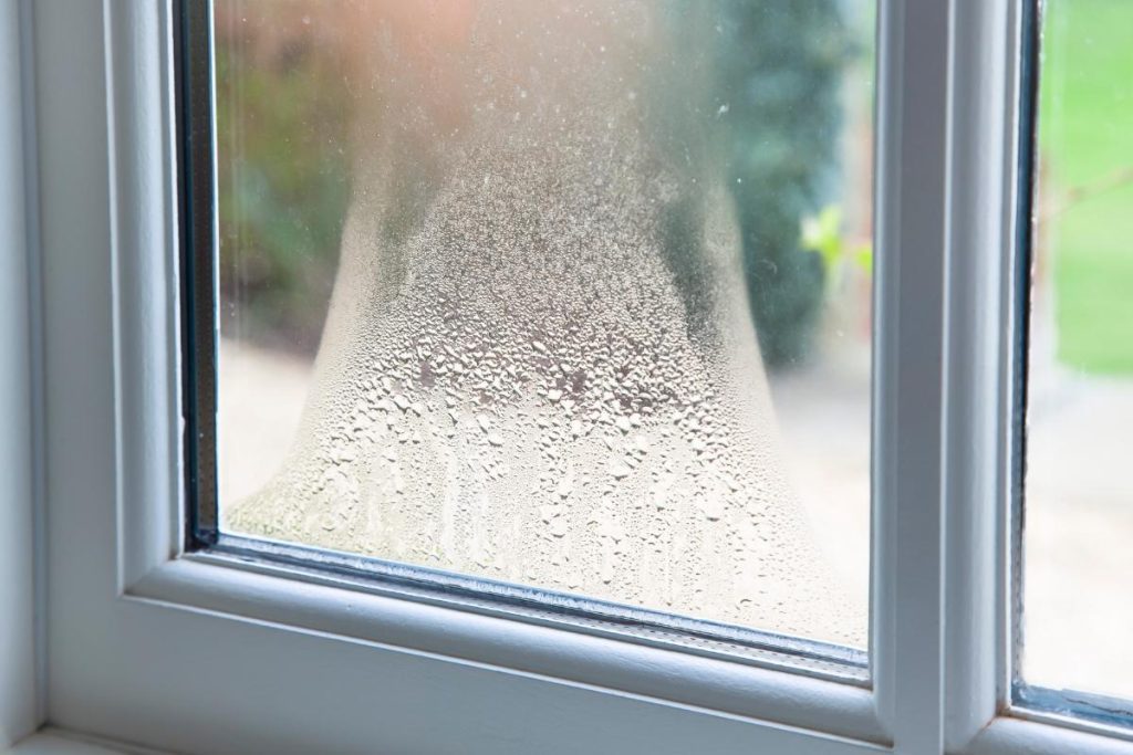 Closeup of condensation on window